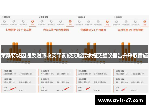莱斯特城因违反财政收支平衡被英超要求提交整改报告并采取措施 莱斯特城因违反财政收支平衡被英超要求提交整改报告并采取措施